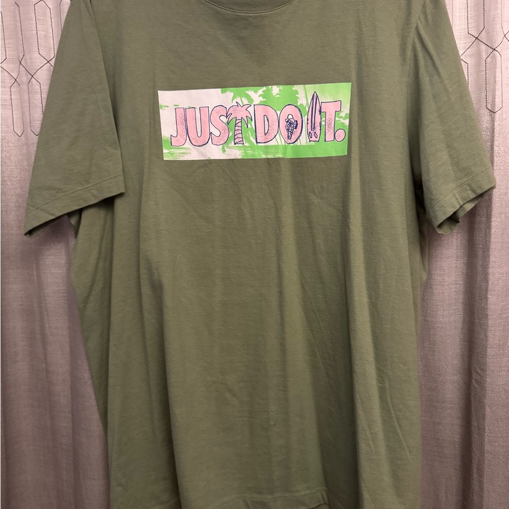 Nike Olive Tropical  'Just Do It' in Pink Men's Tee